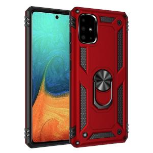Armor Hybrid Military Case with Ring Kickstand for Samsung Galaxy A71 - Red