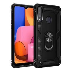 Armor Hybrid Military Case with Ring Kickstand for Samsung Galaxy A20S - Black