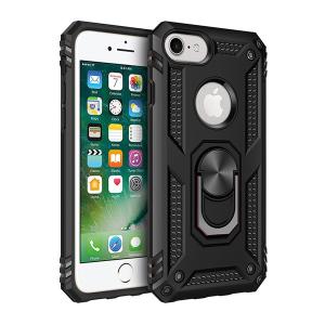 Armor Hybrid Military Case with Ring Kickstand for Apple iPhone 6/7/8/SE (2020)/SE (2022) - Black