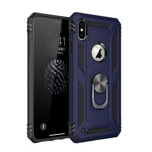 Armor Hybrid Military Case with Ring Kickstand for Apple iPhone XS Max - Navy Blue