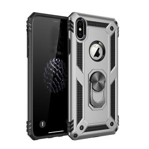 Armor Hybrid Military Case with Ring Kickstand for Apple iPhone XS Max - Silver