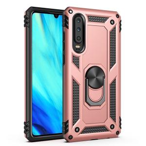 Armor Hybrid Military Case with Ring Kickstand for Huawei P30 - Rose Golden