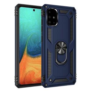 Armor Hybrid Military Case with Ring Kickstand for Samsung Galaxy A71 - Navy Blue