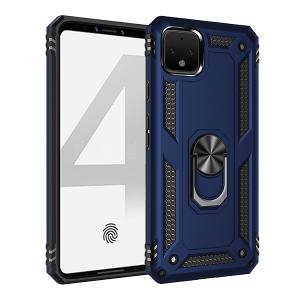 Armor Hybrid Military Case with Ring Kickstand for Google Pixel 4 - Navy Blue