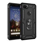 Armor Hybrid Military Case with Ring Kickstand for Google Pixel 3a - Black