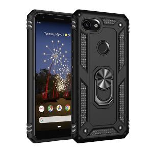 Armor Hybrid Military Case with Ring Kickstand for Google Pixel 3a - Black