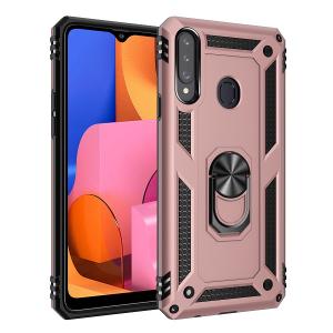 Armor Hybrid Military Case with Ring Kickstand for Samsung Galaxy A20S - Rose Golden