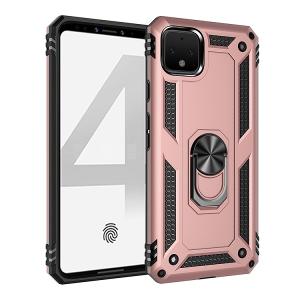 Armor Hybrid Military Case with Ring Kickstand for Google Pixel 4 XL - Rose Golden