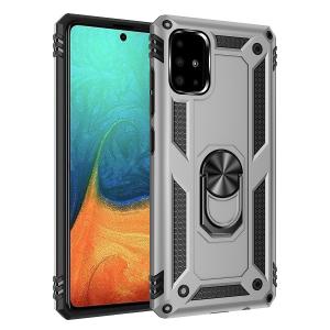Armor Hybrid Military Case with Ring Kickstand for Samsung Galaxy A71 - Silver