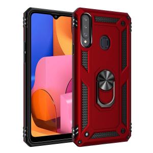 Armor Hybrid Military Case with Ring Kickstand for Samsung Galaxy A20S - Red