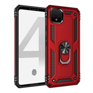 Armor Hybrid Military Case with Ring Kickstand for Google Pixel 4 - Red