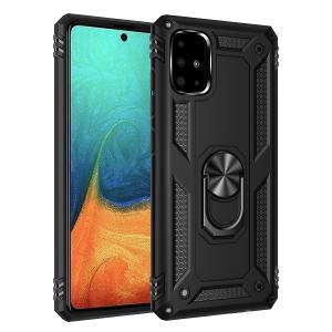 Armor Hybrid Military Case with Ring Kickstand for Samsung Galaxy A51 - Black