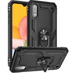 Armor Hybrid Military Case with Ring Kickstand for Samsung Galaxy A01 - Black
