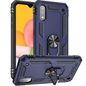 Armor Hybrid Military Case with Ring Kickstand for Samsung Galaxy A01 - Navy Blue