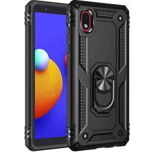 Armor Hybrid Military Case with Ring Kickstand for Samsung Galaxy A01 Core - Black