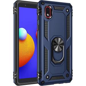 Armor Hybrid Military Case with Ring Kickstand for Samsung Galaxy A01 Core - Navy Blue