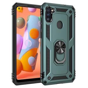 Armor Hybrid Military Case with Ring Kickstand for Samsung Galaxy A10S - Dark Green