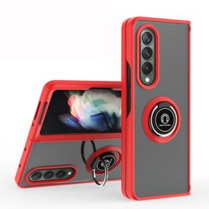 Armor Holder Matte Case with Ring Stand for Samsung Galaxy Z Fold3 5G - Red