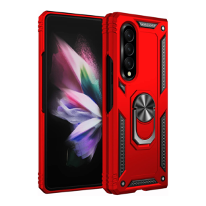 Armor Hybrid Military Case with Ring Kickstand for Samsung Galaxy Z Fold 3 - Red