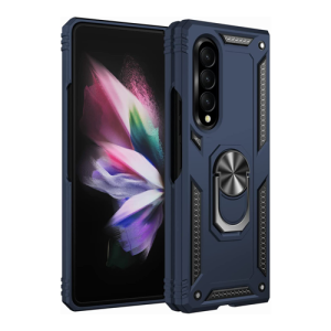 Armor Hybrid Military Case with Ring Kickstand for Samsung Galaxy Z Fold 3 - Navy Blue