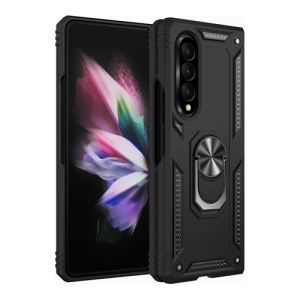 Armor Hybrid Military Case with Ring Kickstand for Samsung Galaxy Z Fold 3 - Black