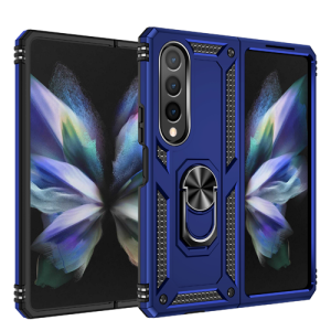 Armor Hybrid Military Case with Ring Kickstand for Samsung Galaxy Z Fold 4 - Navy Blue