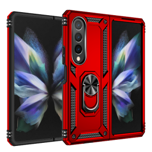 Armor Hybrid Military Case with Ring Kickstand for Samsung Galaxy Z Fold 4 - Red