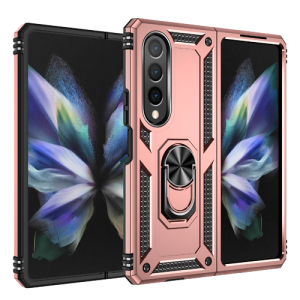 Armor Hybrid Military Case with Ring Kickstand for Samsung Galaxy Z Fold 4 - Rose Golden