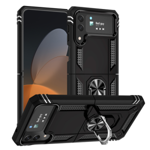 Armor Hybrid Military Case with Ring Kickstand for Samsung Galaxy Z Flip 4 - Black