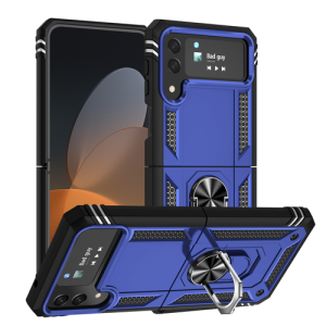 Armor Hybrid Military Case with Ring Kickstand for Samsung Galaxy Z Flip 4 - Navy Blue