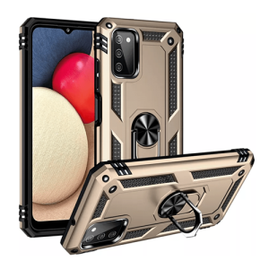 Armor Hybrid Military Case with Ring Kickstand for Samsung Galaxy A03S (CA Model) - Gold