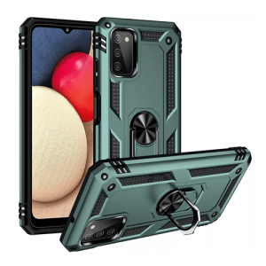 Armor Hybrid Military Case with Ring Kickstand for Samsung Galaxy A03S (CA Model) - Dark Green