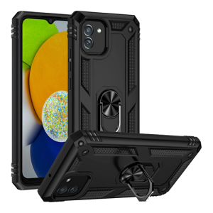 Armor Hybrid Military Case with Ring Kickstand for Samsung Galaxy A03 / A04E - Black