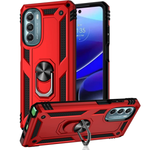 Armor Hybrid Military Case with Ring Kickstand for Moto G 5G (2022) - Red