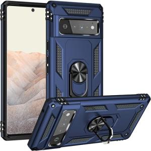 Armor Hybrid Military Case with Ring Kickstand for Google Pixel 7 - Navy Blue