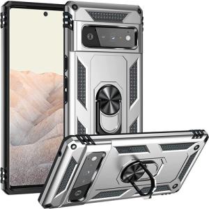 Armor Hybrid Military Case with Ring Kickstand for Google Pixel 7 - Silver