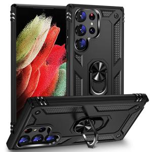 Armor Hybrid Military Case with Ring Kickstand For Samsung Galaxy S23 Ultra - Black