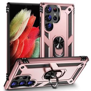 Armor Hybrid Military Case with Ring Kickstand For Samsung Galaxy S23 Ultra - Rose Golden