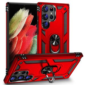 Armor Hybrid Military Case with Ring Kickstand For Samsung Galaxy S23 Ultra - Red