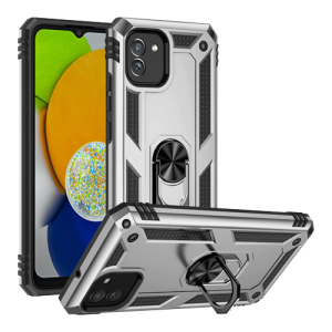 Armor Hybrid Military Case with Ring Kickstand for Samsung Galaxy A03 / A04E - Silver