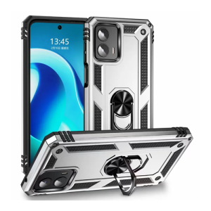 Armor Hybrid Military Case with Ring Kickstand for Moto G Power 5G (2023) - Silver