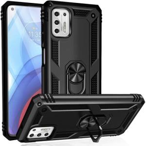 Armor Hybrid Military Case with Ring Kickstand for Moto G Stylus (2021) - Black