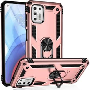 Armor Hybrid Military Case with Ring Kickstand for Moto G Stylus (2021) - Rose Golden