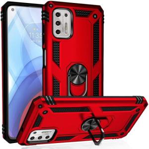 Armor Hybrid Military Case with Ring Kickstand for Moto G Stylus (2021) - Red
