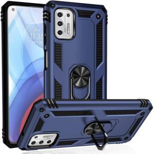 Armor Hybrid Military Case with Ring Kickstand for Moto G Stylus (2021) - Navy Blue