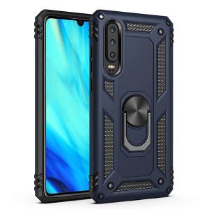 Armor Hybrid Military Case with Ring Kickstand for Huawei P30 Lite - Navy Blue