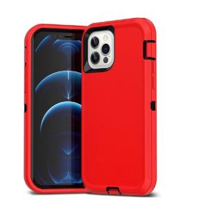 Triple Layer Protection Case & Belt Clip for Apple iPhone 12 Pro Max - Red
