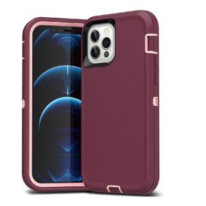 Triple Layer Protection Case & Belt Clip for Apple iPhone 12/12 Pro - Wine
