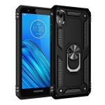 Armor Hybrid Military Case with Ring Kickstand for Moto E6 - Black