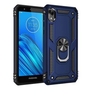 Armor Hybrid Military Case with Ring Kickstand for Moto E6 - Navy Blue